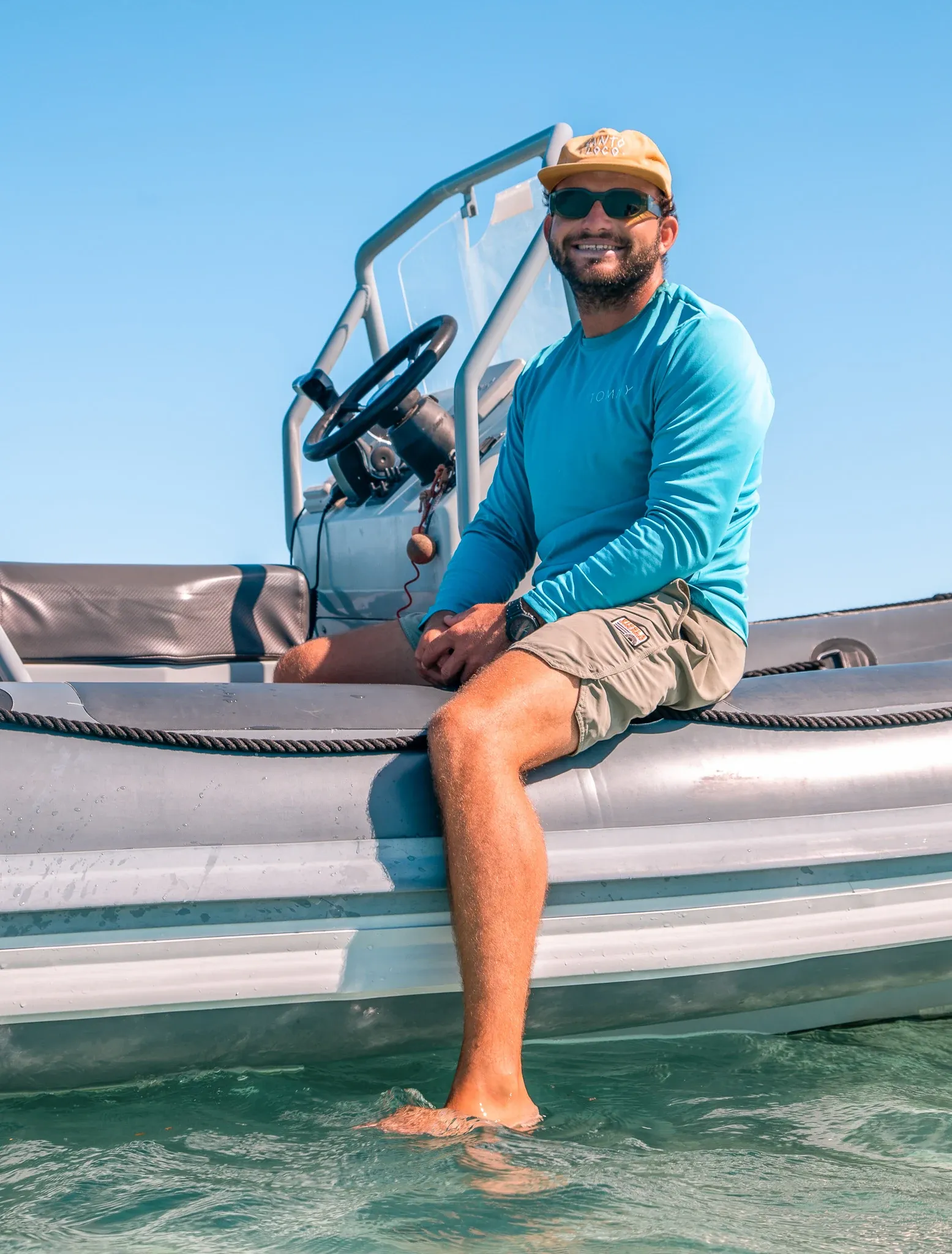Our captain sitting on the side of the RIB