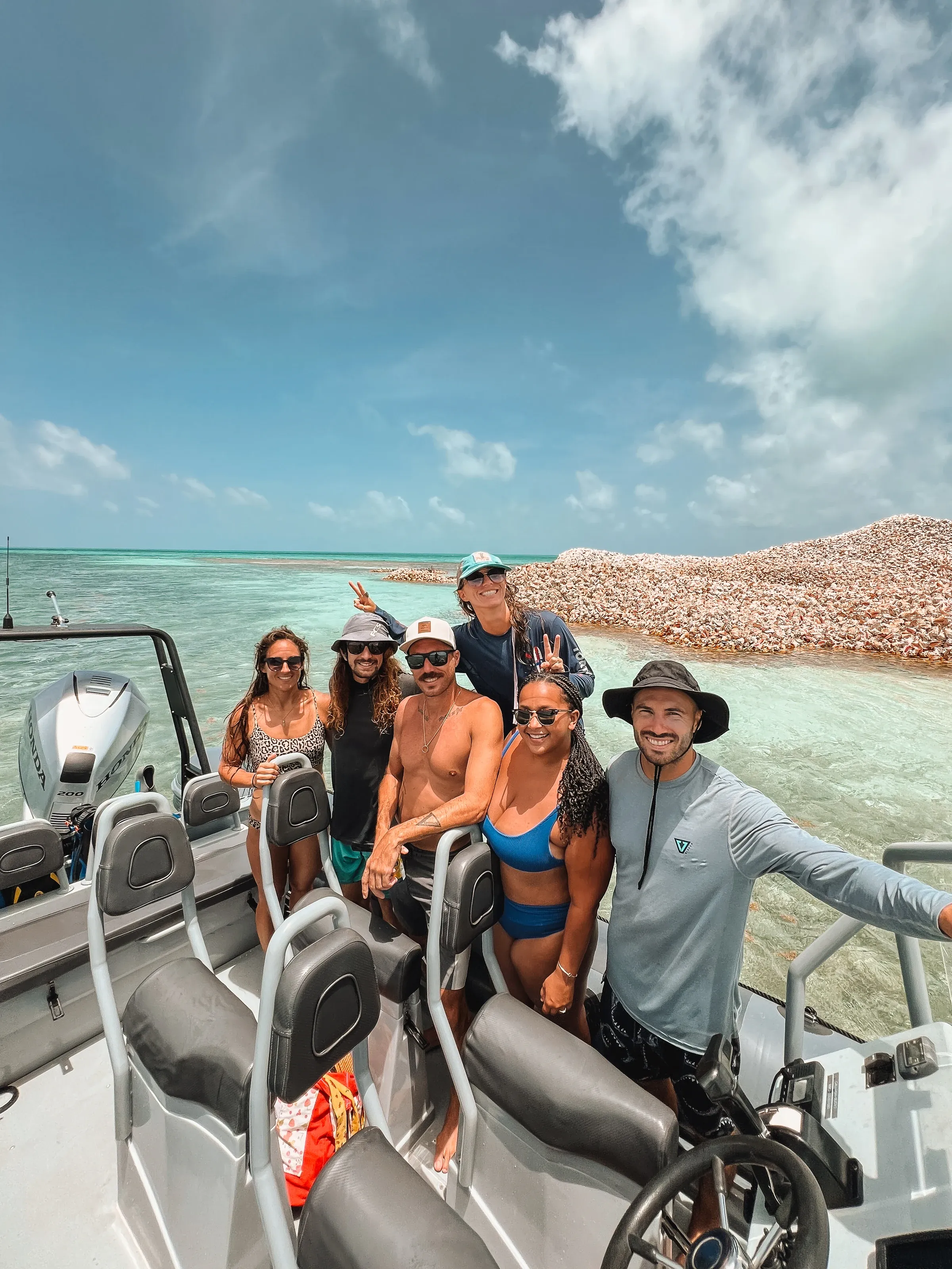A small group on board the RIB at Conch Shell Island